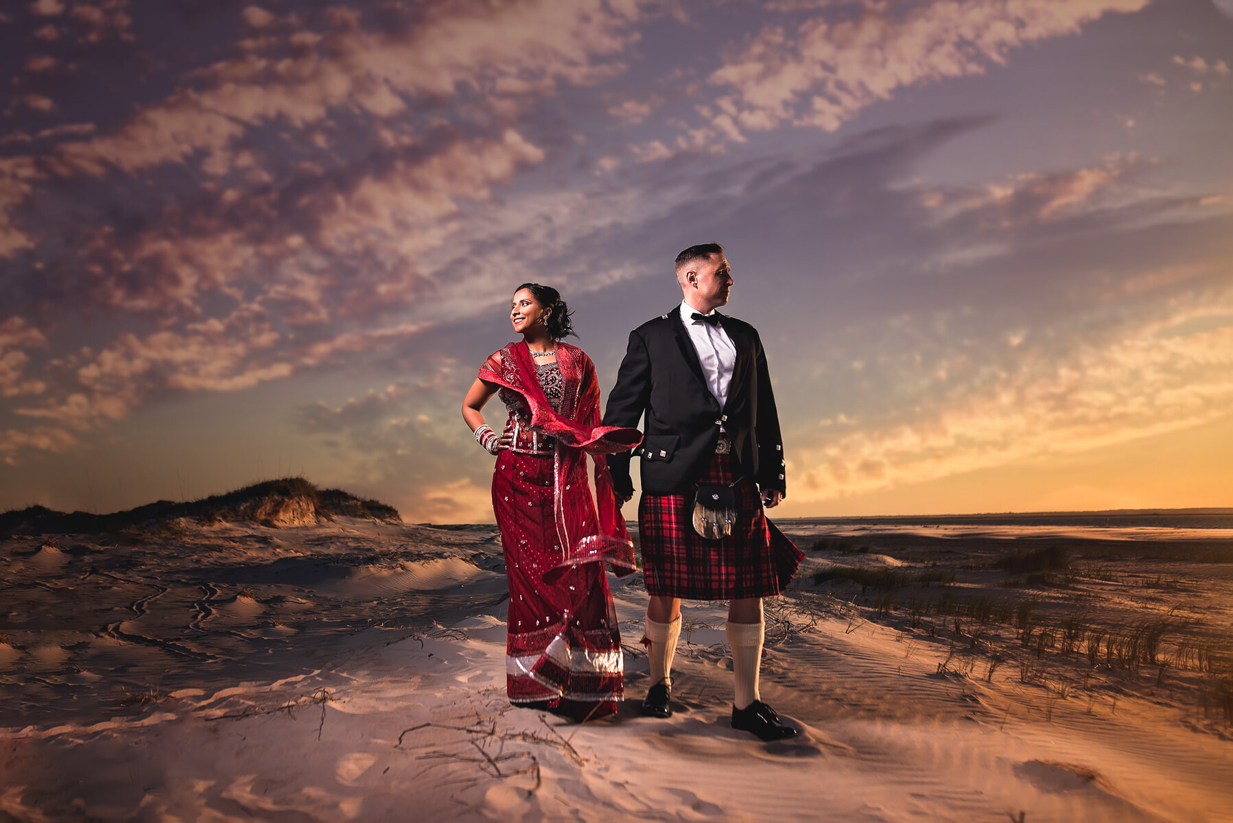 Wedding photographer Couple on Beach Topsail NC